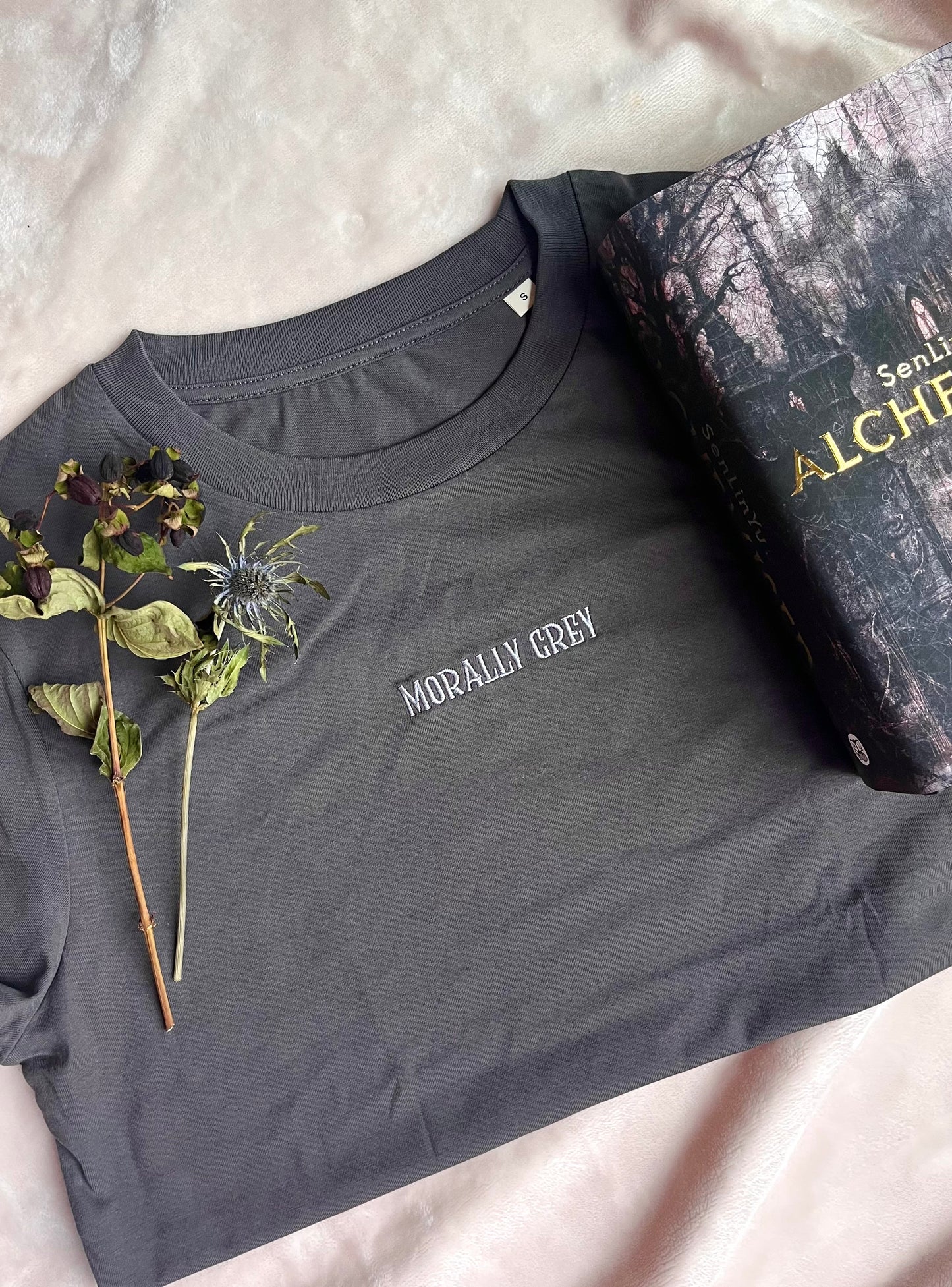 Morally Grey Embroidered T-shirt 🩶