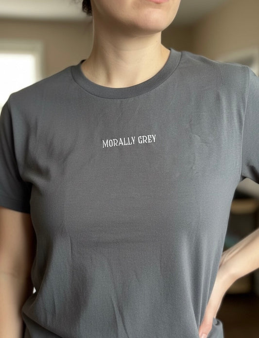Morally Grey Embroidered T-shirt 🩶