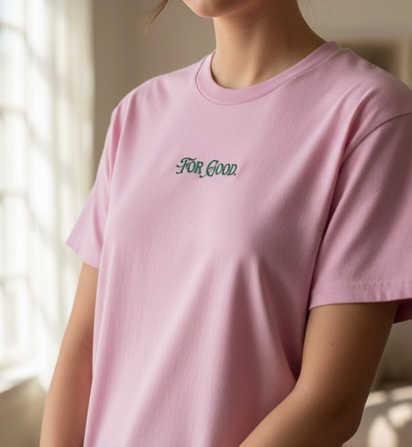 For Good 💖💚🖤 Embroidered T-shirt Unisex