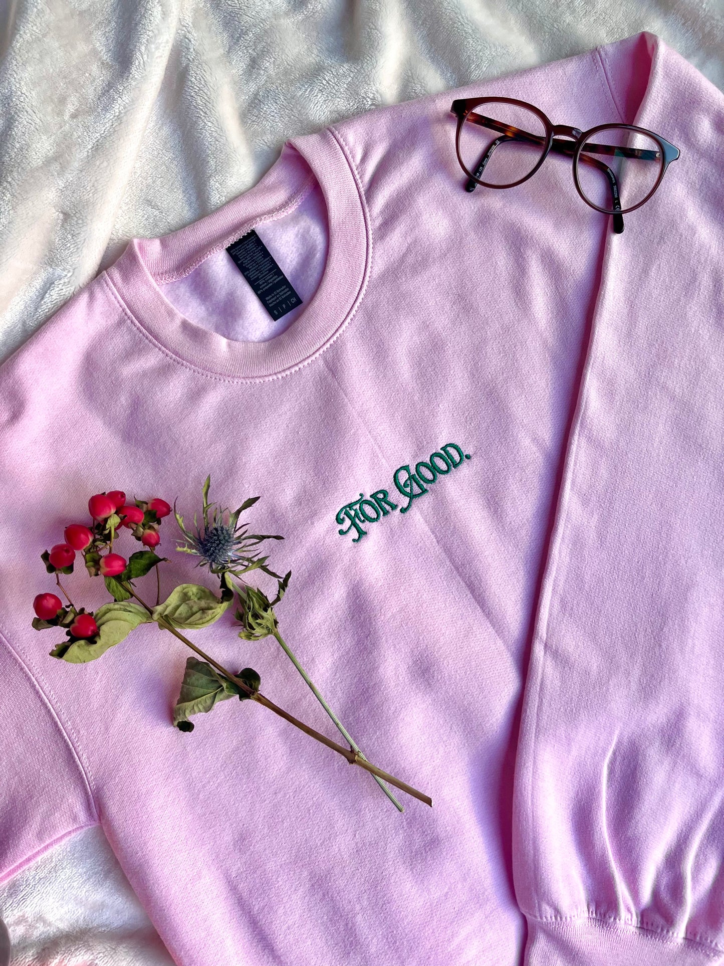 For Good 💖 Embroidered Fleece Lined Sweatshirt Unisex