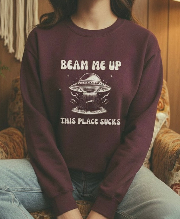 Stranger Things Beam Me Up 🛸 Retro Sweatshirt