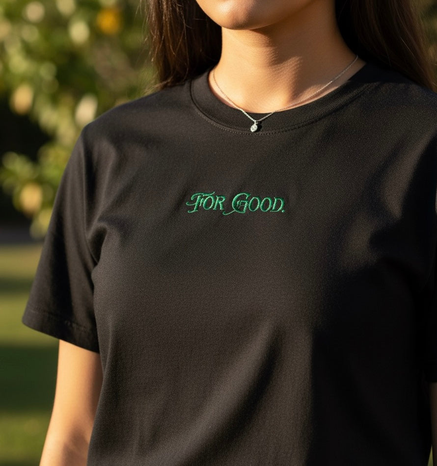 For Good 💖💚🖤 Embroidered T-shirt Unisex