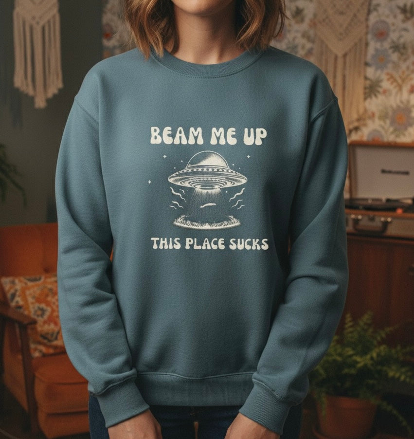 Stranger Things Beam Me Up 🛸 Retro Sweatshirt