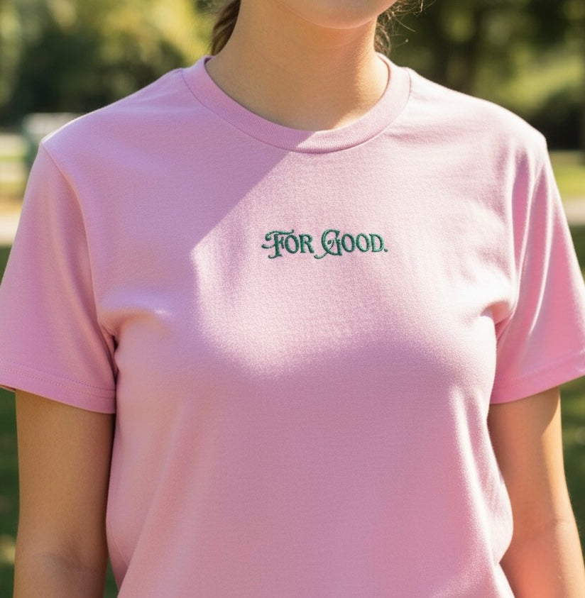 For Good 💖💚🖤 Embroidered T-shirt Unisex
